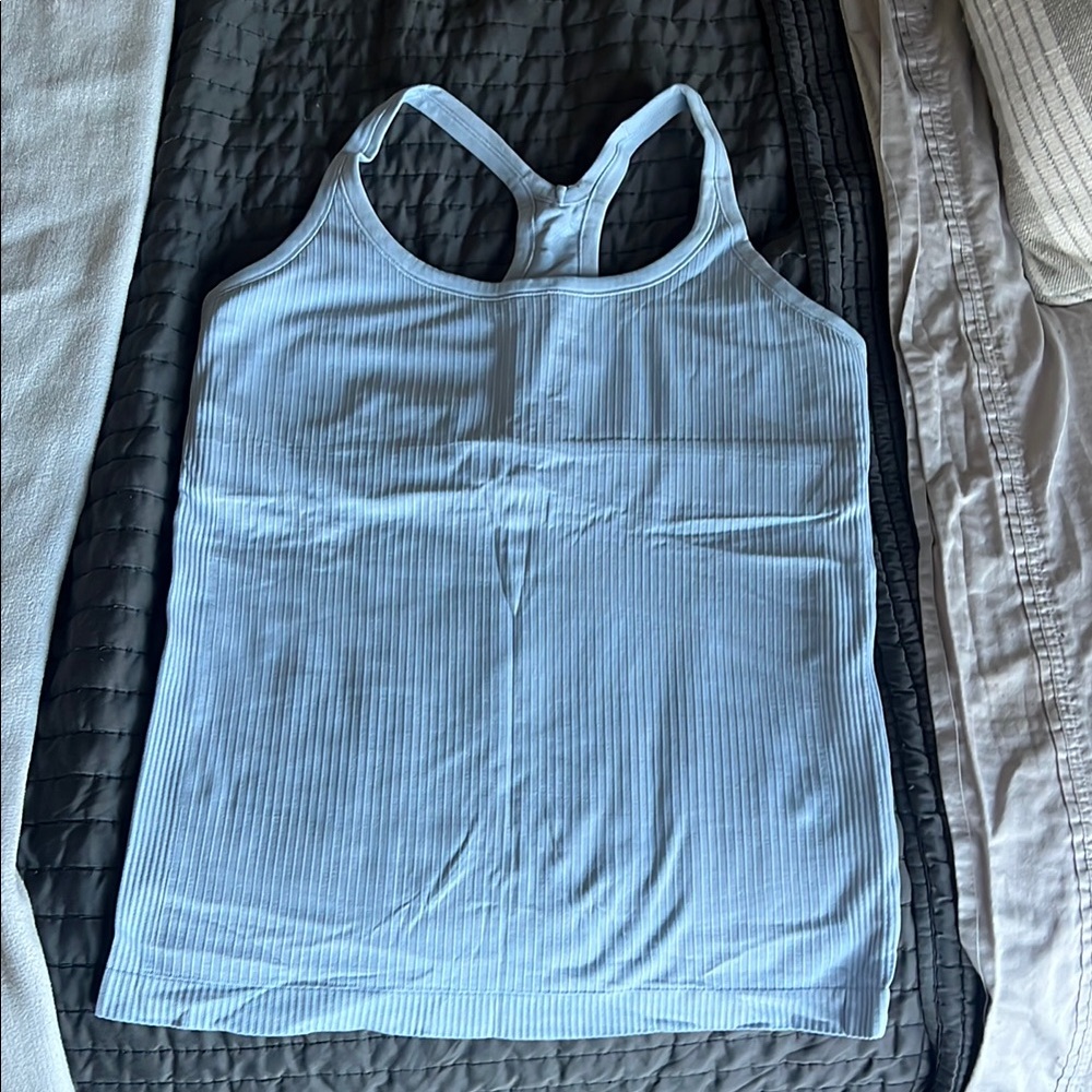 Women's Light Blue Ribbed Tank Top